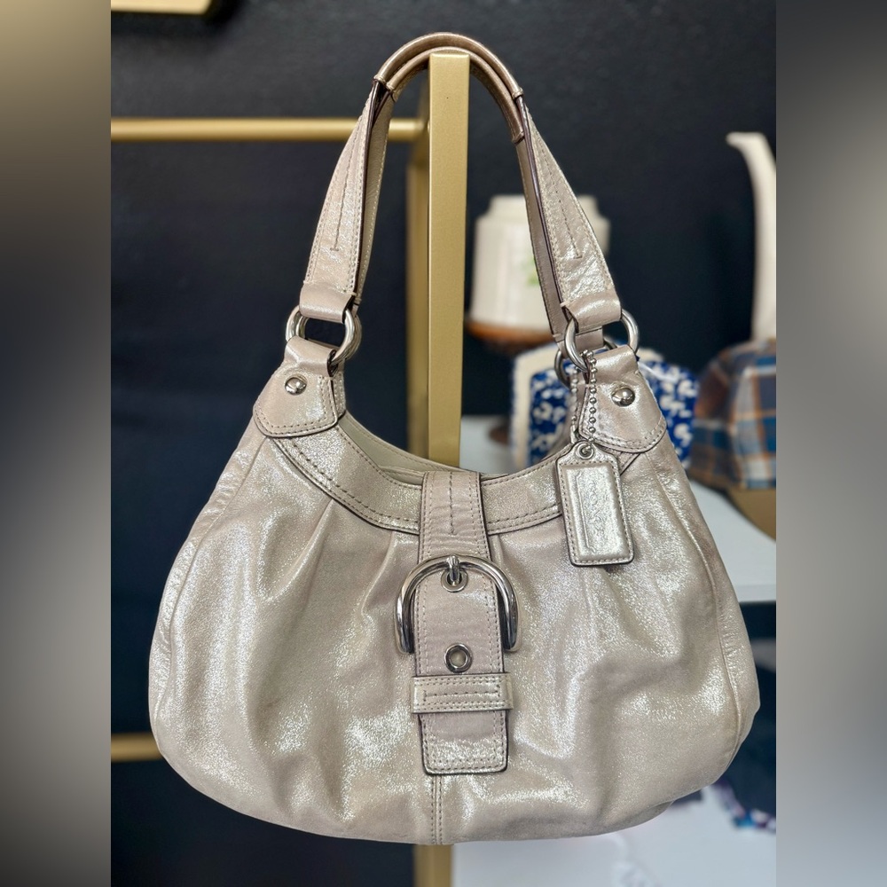 Coach Metallic Champagne Gold Soho Lynn shoulder hobo bag